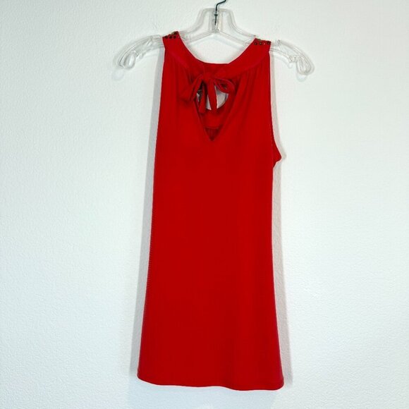 Cache Studded Mini Dress Red Y2K Sleeveless Small - Picture 3 of 10